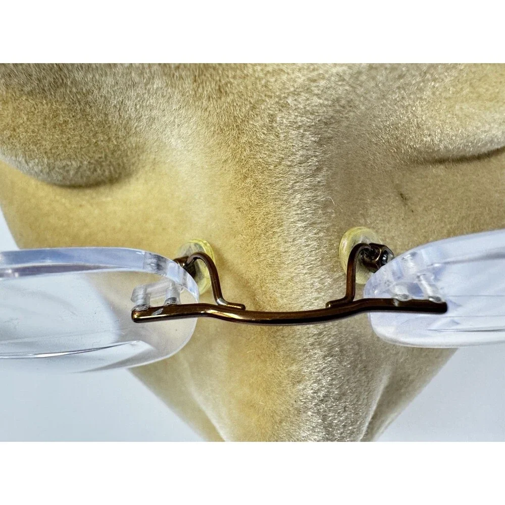 Charmant CH8600 BR Beta Titanium Brown Rimless Eyeglass Frames 140mm Authentic